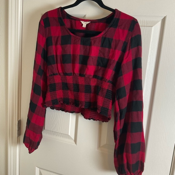 Sim & Sam Plaid Red and Black Women's Top size X-Large - Picture 2 of 9